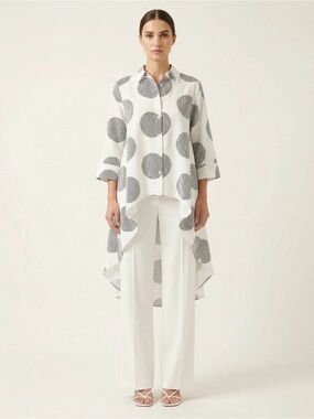 P. Luca Milano High Low Cotton Blouse Small